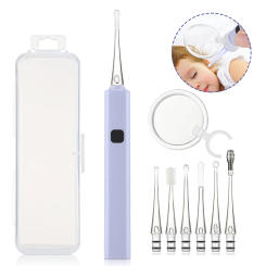 Luminous Ear Spoon Set Ear Wax Removal Cleaning Tweezers LED Light Earpick Clip Children Adults Ear Care Tools Kit USB Charging