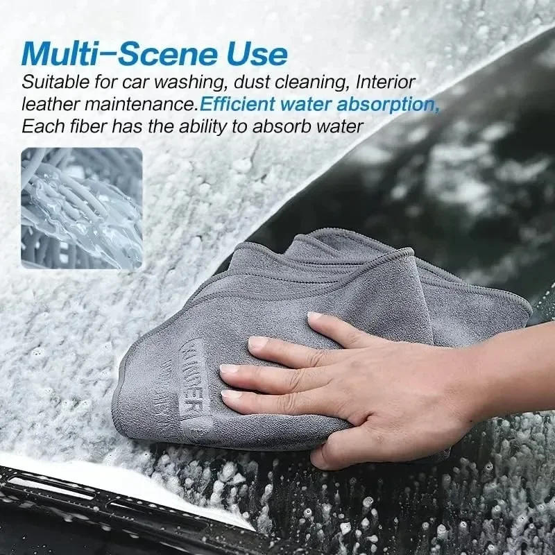 Description Picture 6 of item1-10PCS Microfiber Car Washing Towel Auto Cleaning Drying Cloth Hemming Car Care Detailing Cloth High Water Absorption Car Rag