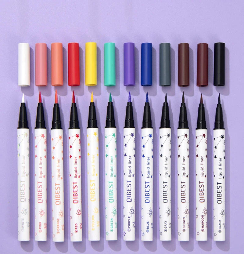 Description Picture 6 of itemQIBEST 12 Colors Eyeliner Liquid Waterproof Matte Liquid Eyeliner Pen Long Lasting Green Yellow Purple Blue White Eye Liner Pens