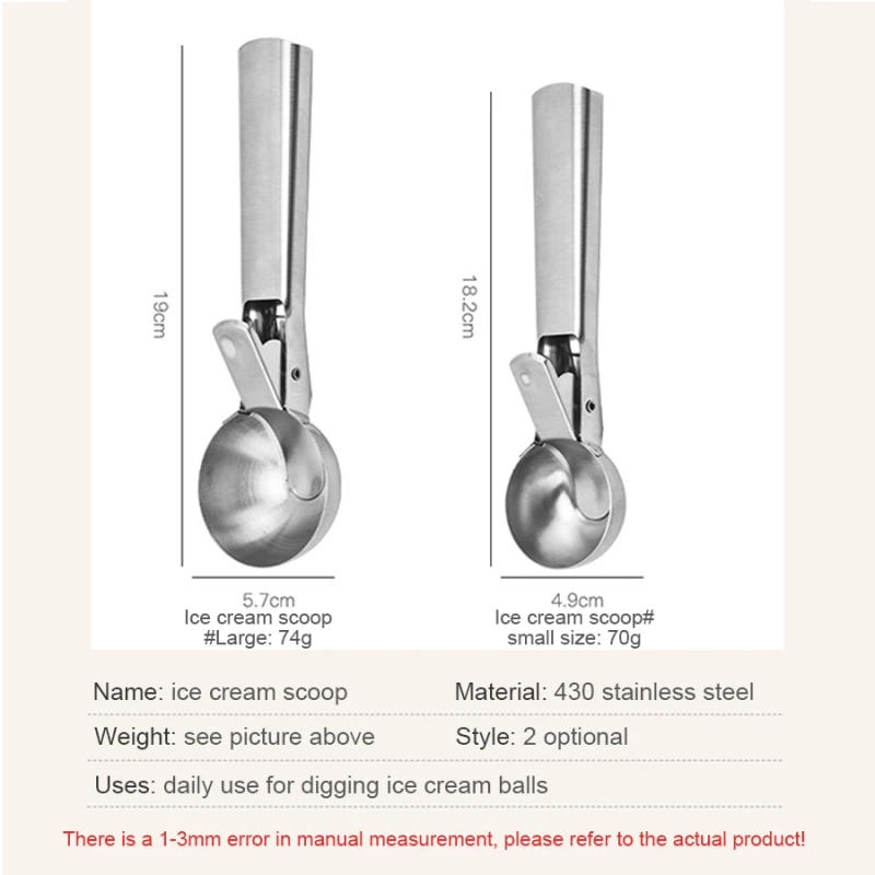 Description Picture 5 of itemStainless Steel Dual-purpose Ice Cream Scoop Ice Cream Scooper Multifunctional Fruit Scoop Kitchen Supplies