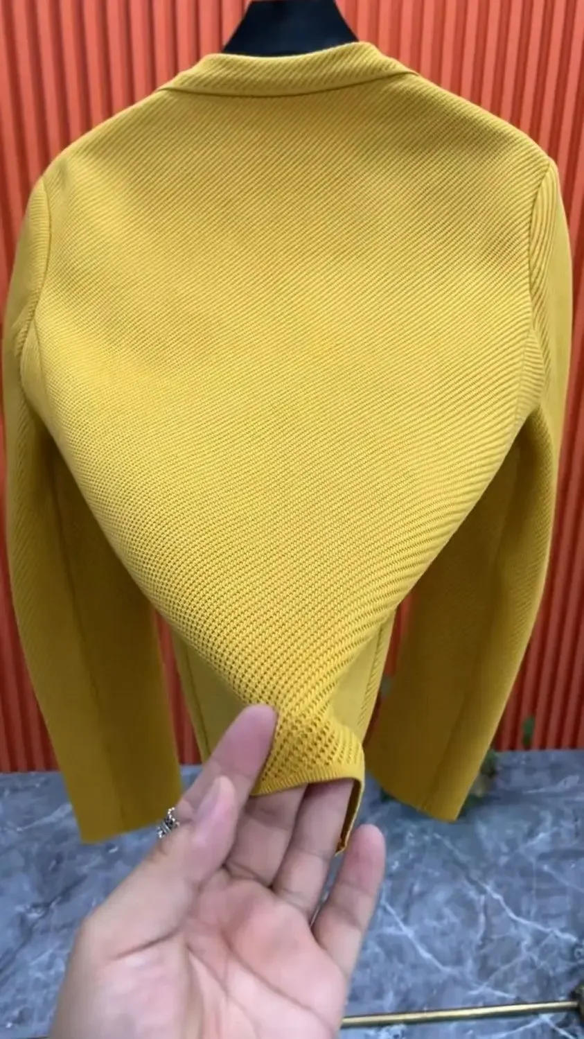Description Picture 5 of itemParty Dress Jackets Men's Suit Business Coat Yellow Male Blazer Vintage Summer Fashion 2024 Elegant Classic Fashionable Menswear