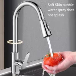 2025 new 360° rotatable stainless steel pull faucet Extended 60 cm household anti-splash sink telescopic dishwasher basin faucet