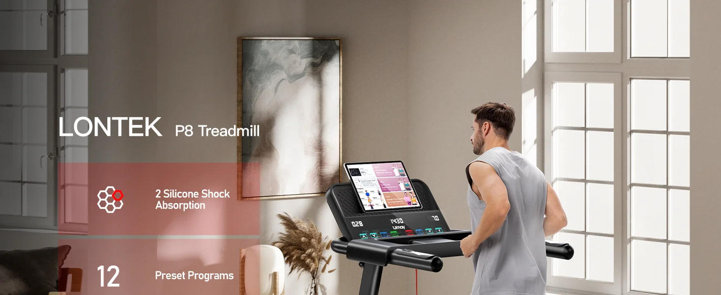 Description Picture 5 of itemTreadmills for Home, 3.0HP Quiet Brushless Folding Treadmill with Heart Rate Sensor, Silicone Damping System, 300lbs Weight Capa