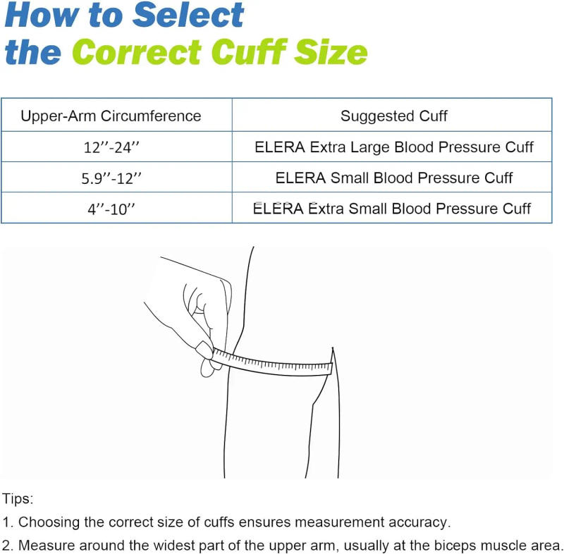 Description Picture 6 of itemELERA Adjustable Adult Arm Blood Pressure 22-60cm Cuff Big Size With 6pcs Connector 15-24CM Cuff Tube Blood Pressure Tonometer