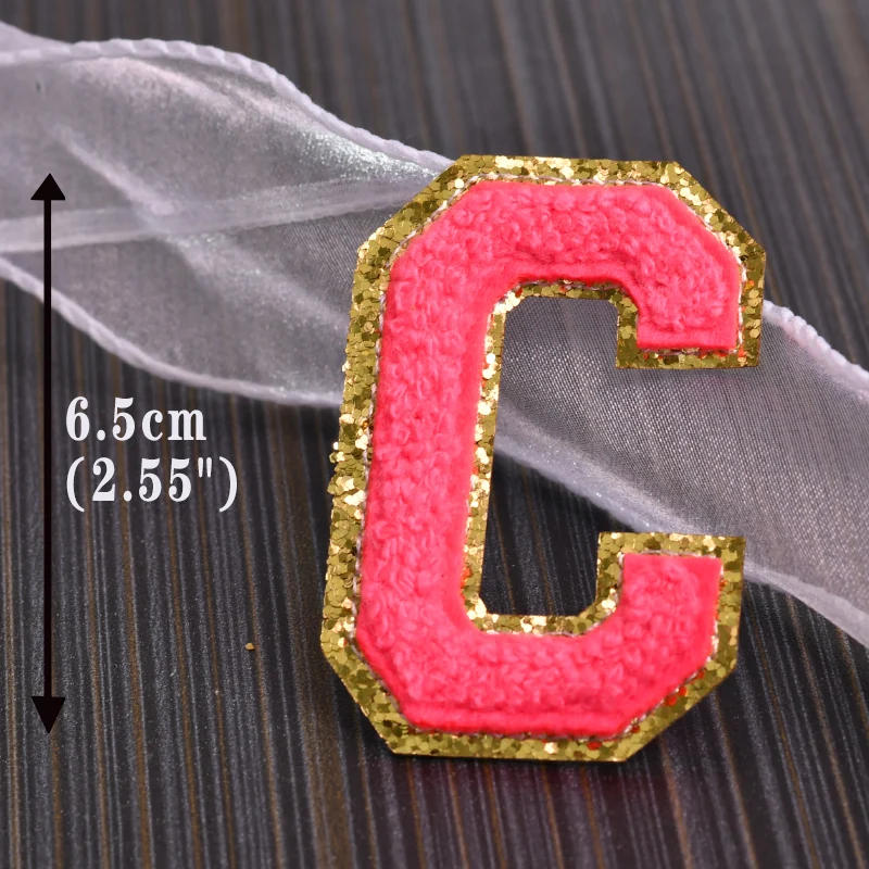 Description Picture 4 of item1Pc 6.5cm/2.5in Sequin Chenille Embroidery Patches Alphabet Letter Patches Appliques Iron On Patches For Clothes
