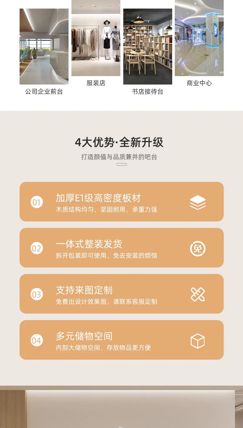 Description Picture 3 of itemHospital Counter Reception Desks Church Mobile Garden Front Desk Information Office Escrivaninha Para Quarto Luxury Furniture