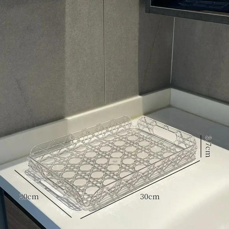 Description Picture 4 of itemHousehold Rectangular Storage Tray Countertop Light Luxury Water Cup Storage Tea Tray Transparent Home Decoration Organizer Tray