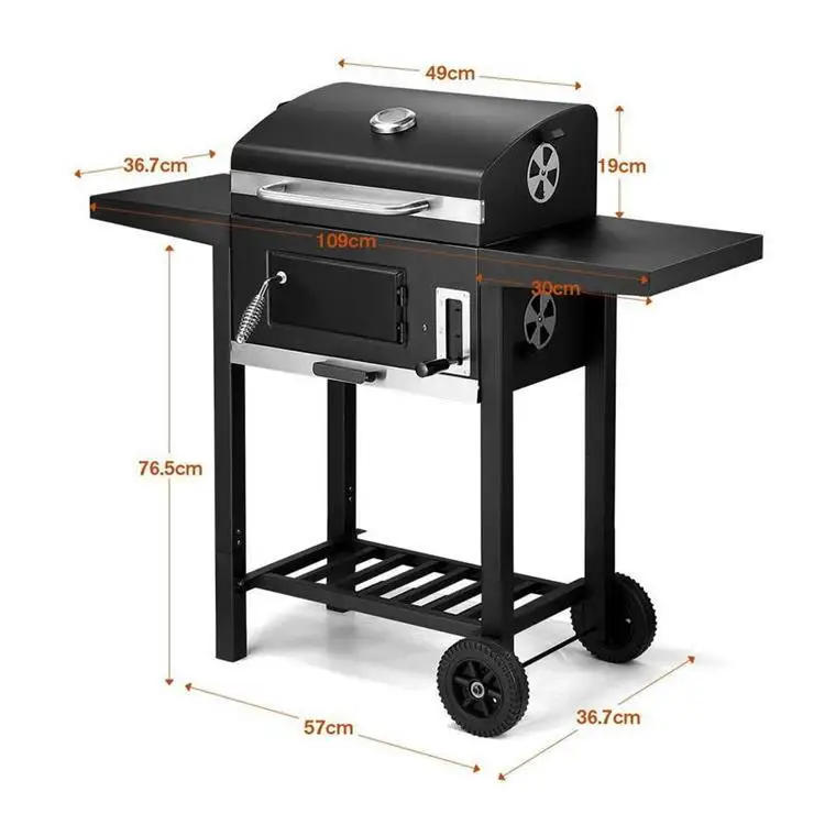 Description Picture 5 of itemSCB-115 BBQ Grill Round Charcoal Stove Outdoor Bacon Portable 3 in 1 Barbecue  Double Deck Smoker Oven Camping Picnic Cooking