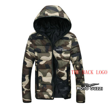 Moto Guzzi 90 Motorcycle Men's Autumn Winter Harajuku Hooded Simplicity Print Six-color Cotton-padded Jacket Coats Clothes