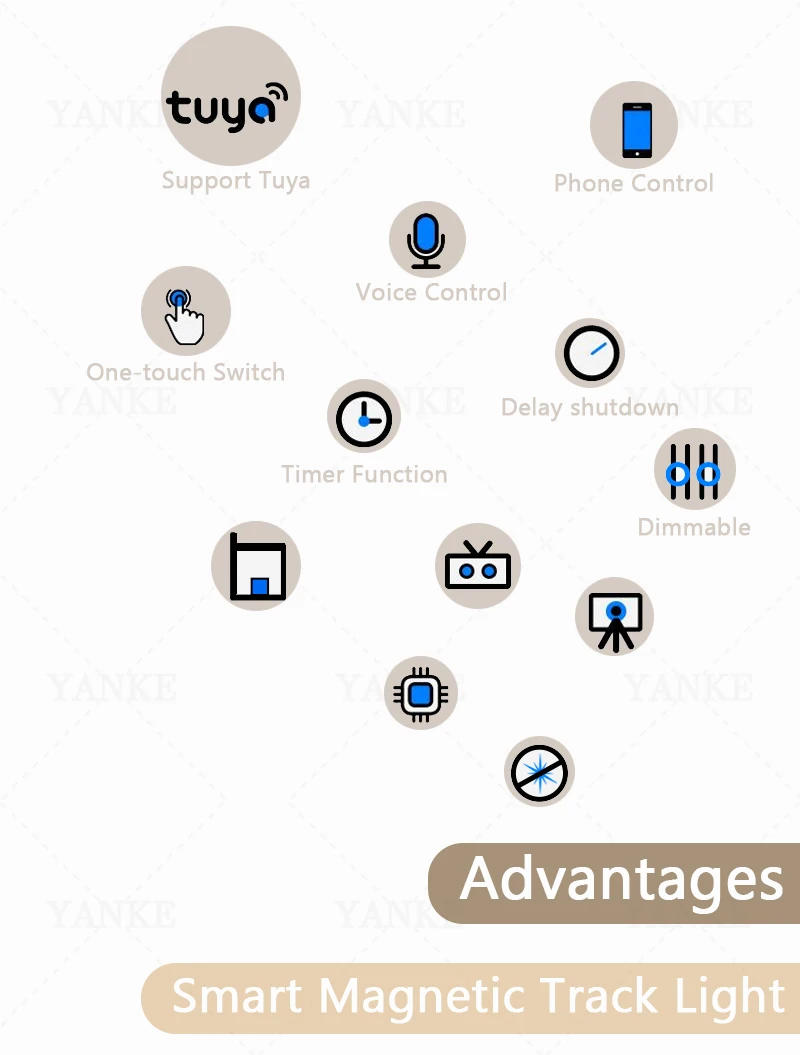 Description Picture 4 of itemSmart Magnet Track Light System, Tuya Zigbee Dimmable LED Spotlight Adjustable Magnetic Rail Lamp Lighting for Living Room Black