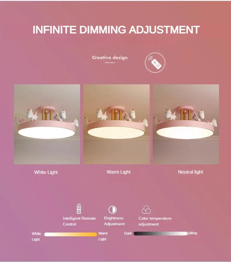 Description Picture 3 of itemNordic Cartoon Ceiling Lights Modern Creative Personality Unicorn Lamp Children's Room Bedroom Art Home Decoration LED Luminaria