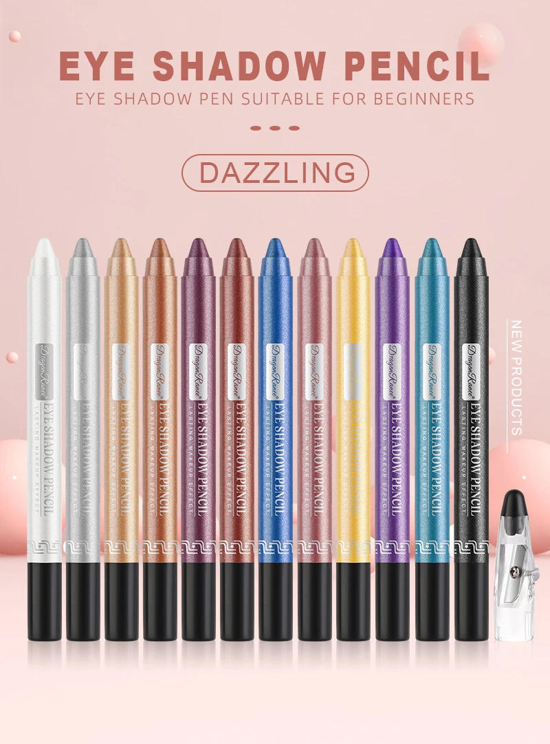 Description Picture 2 of itemMetallic Blue Pearlescent Eyeshadow Pencil Stick Lasting Waterproof Smoky Glitter Grey White Purple Eye Shadow Highlighter Pen