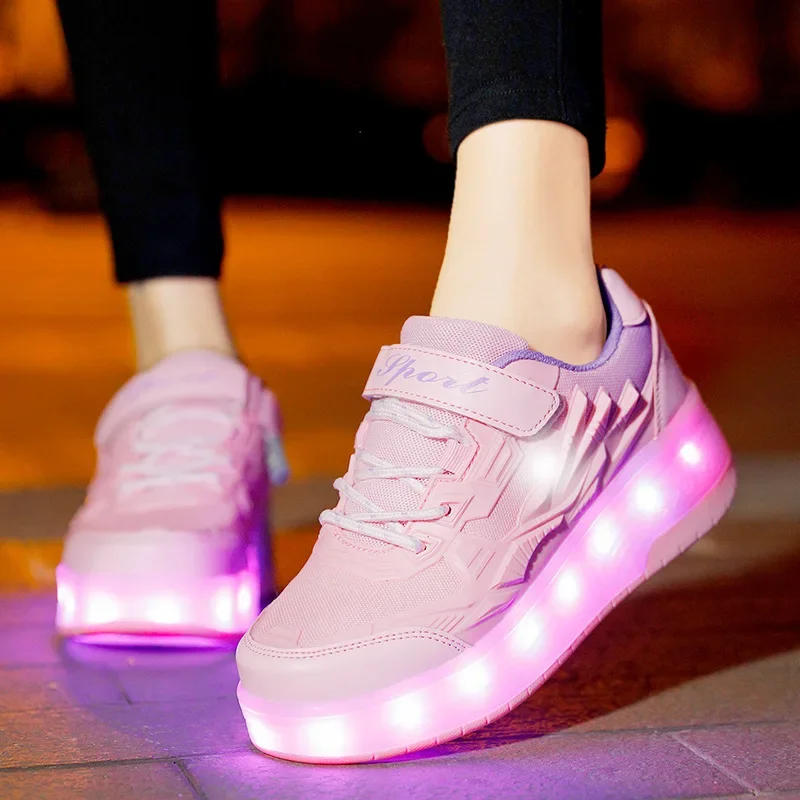 Description Picture 5 of itemKid Wheels Shoes Roller Skate Shoes 2 Wheels Child Deform Sneakers Outdoor Sport Deformation Parkour Runaway Boy Girl Youth Gift