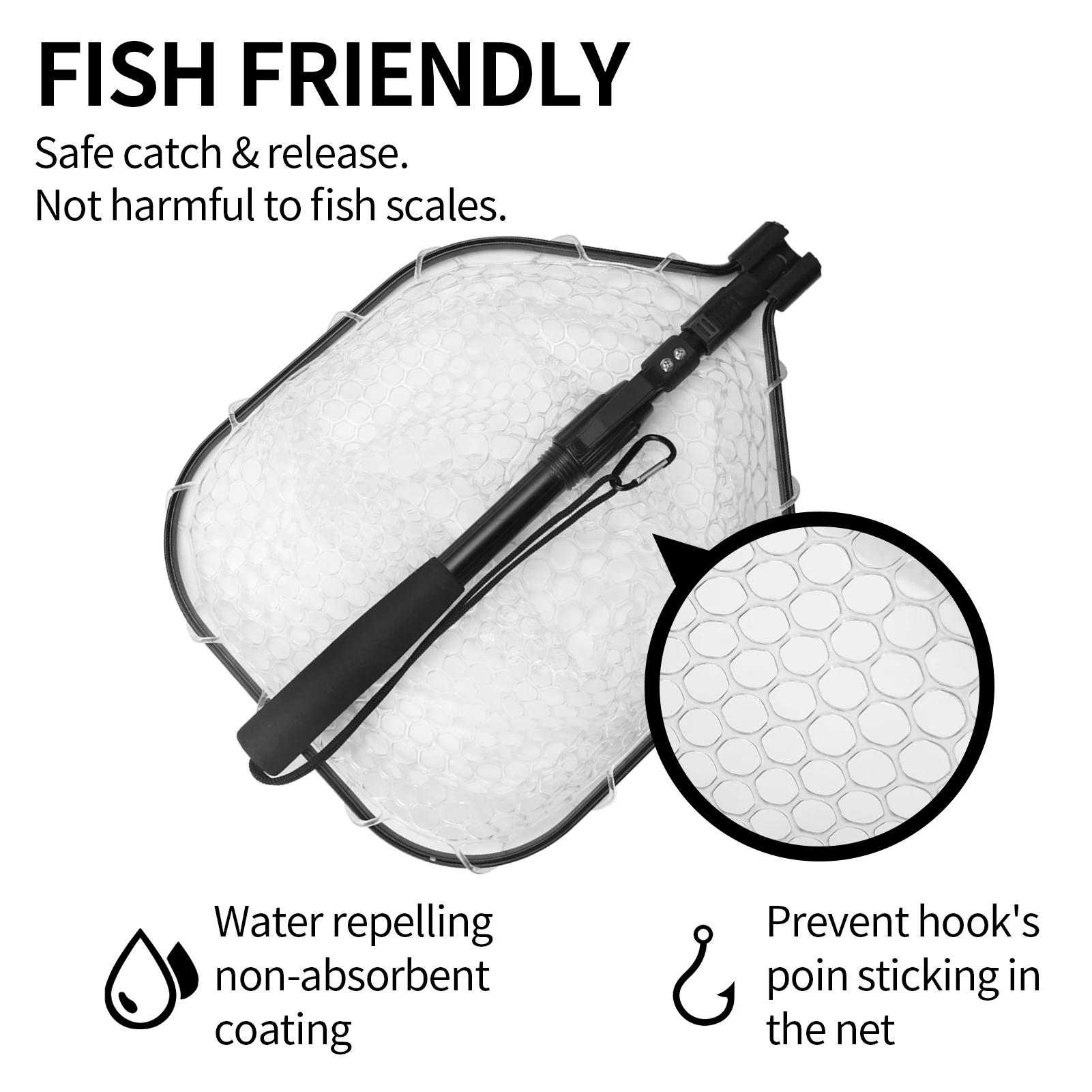 Description Picture 4 of itemFly Fishing Landing Net Soft Rubber Mesh Catch Release Fish Net Lightweight Portable Landing Net with Aluminum Handle Frame