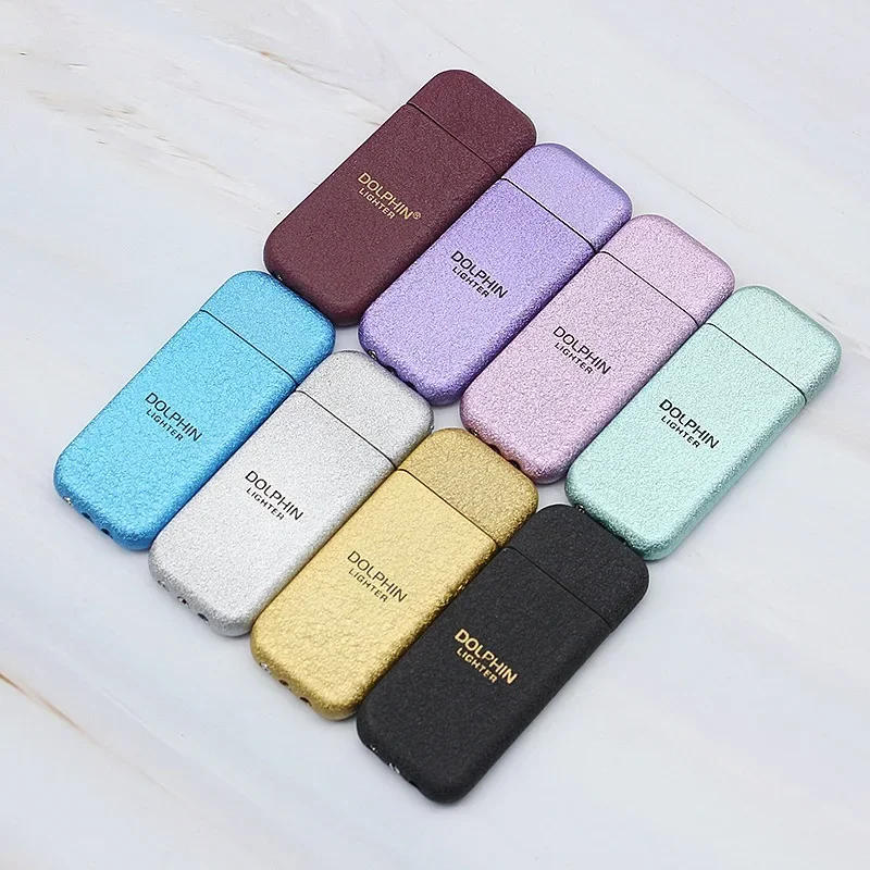 Description Picture 3 of itemNew Ultra Thin Wrinkle Paint Butane Gas Lighter Classic Grinding Wheel Ignition Outdoor Portable Mini Lighters Smoking Wholesale