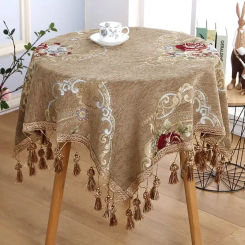 European Round Tablecloth High Grade Upscale Jacquard Tablecloth Rectangular Tassel Coffee Table Cloth Bedside Table Cover Cloth