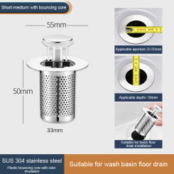 Multifunctional Floor Drain Filter Pop-Up Bounce Core Basin Drain Stopper Hair Catcher Shower Sink Strainer Bathroom Accessory