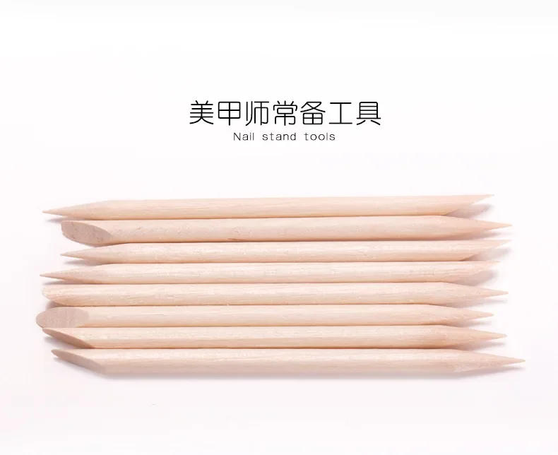 Description Picture 5 of item10/50/100 Wooden Care Tools Cuticle Pusher Remover Orange Nail Art Design Wood Sticks Rhinestones Dotting Manicure Removal