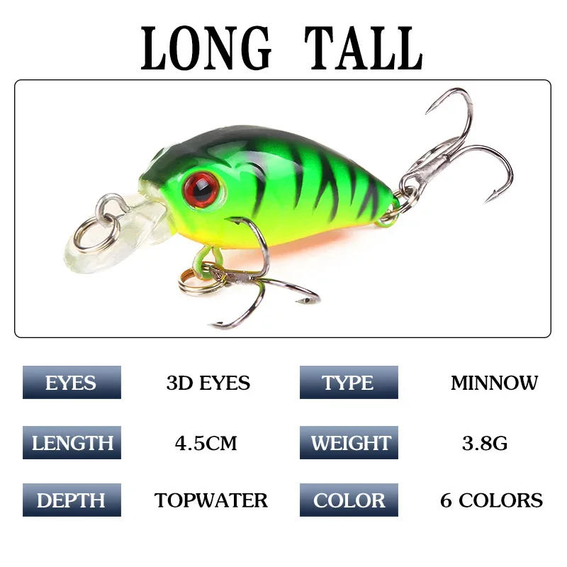 Description Picture 4 of item3.8g Minnow Fishing Lures Crank Bait Artificial Hard Bait Topwater Sea Fishing Wobblers Pike Perch Fishing Tackle Lifelike Skin