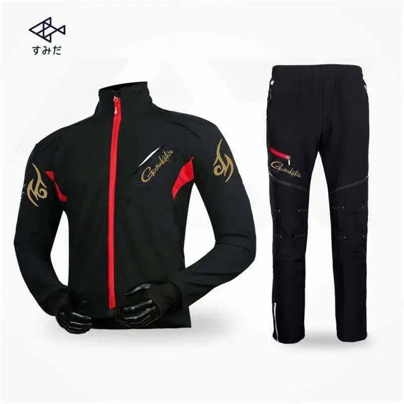 Description Picture 3 of itemNew Autumn Winter GM Fishing Clothing Set Men Mountaineering Fleece Warm Waterproof Breathable Fishing Jacket Pants Set