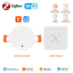 Smart Life Zigbee Human Presence Detector Tuya Wifi MmWave Radar Pir Motion Sensor With Luminance Detection For Smart Home