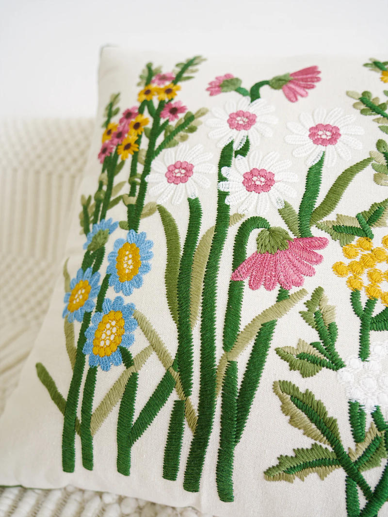 Description Picture 4 of item1pc Exquisite Garden Floral Embroidered Cushion Cover Without Core For Various Room