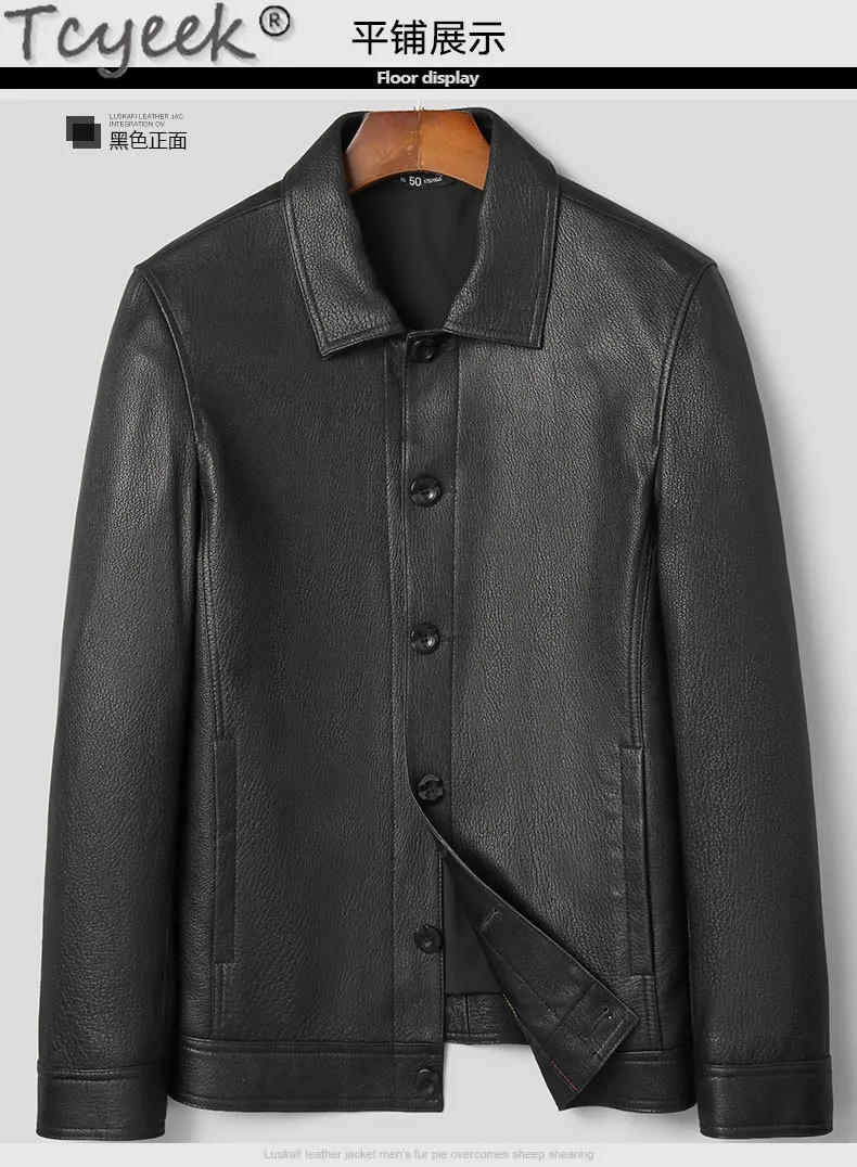 Description Picture 4 of itemTcyeek Male Leather Jacket 100% Genuine Leather Man Jackets Spring Fall Men Clothing Fashion Short Goatskin Coats Slim Chaquetas