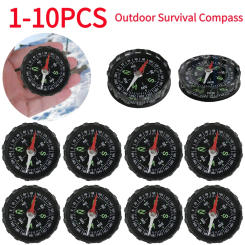 1-10PCS Portable Mini Camping 45mm Outdoor Survival Compass Guider Navigation Button Design Pocket Compass Practical Guider