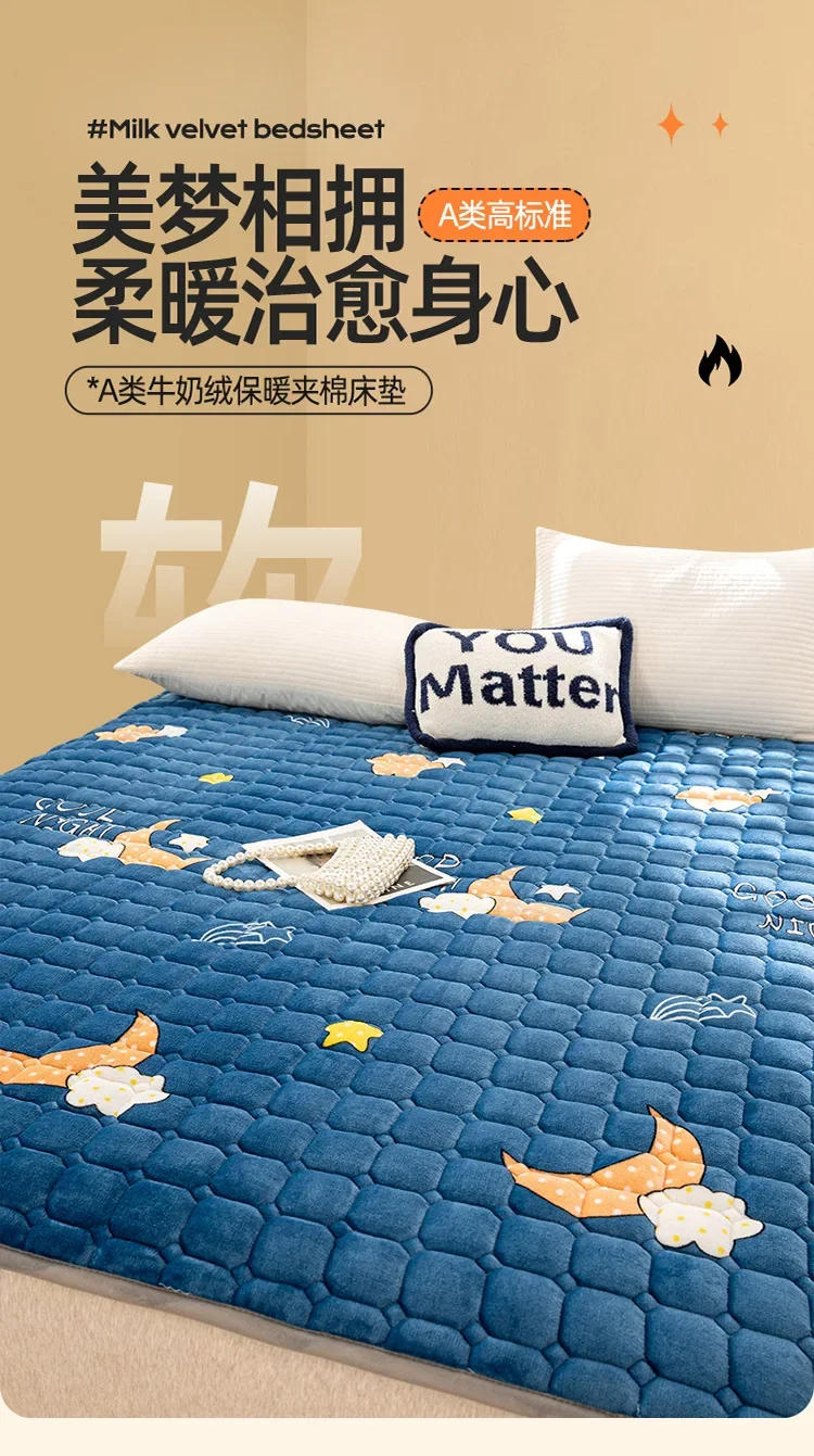 Description Picture 3 of itemWinter Warm Mattress Toppers Home Textile Luxury Queen Size Bed Sheet Bed Cover Folding Thin Tatami Mat Mattress Protector Cover