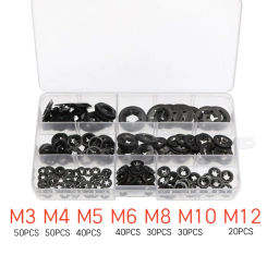 260Pcs M3 M4 M5 M6 M8 M10 M12 Push-on Locking Washers Star Nut Metal Quick Speed Star Nut Locking Fastener Assorted Kit
