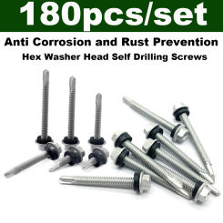 180pcs set Self Tapping Screws 5.5mm Hexagon Self Drilling Screws For Metal/Furniture, Building And Repairing