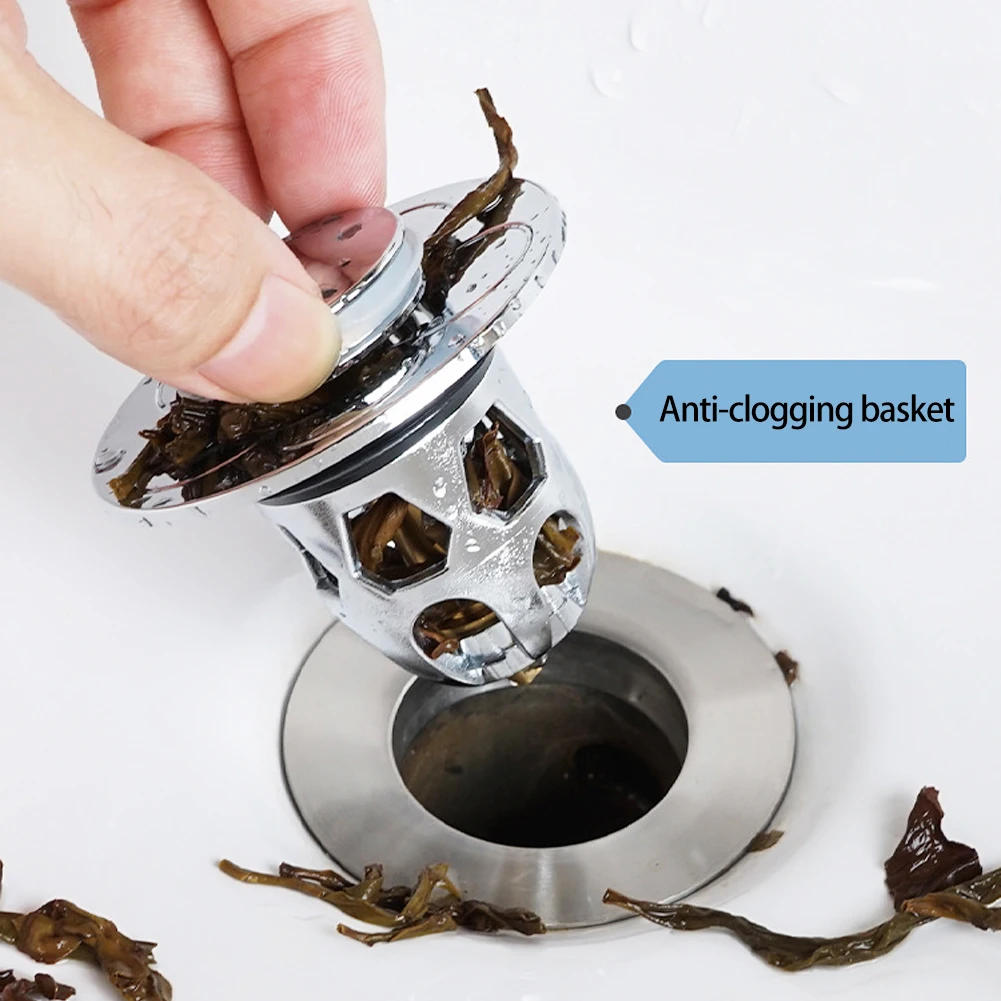 Description Picture 3 of itemStainless Floor Drain Shower Accessories Sink Drain Pop-up Push-type Drain Filter Universal Wash Basin for Bathroom or Kitchen