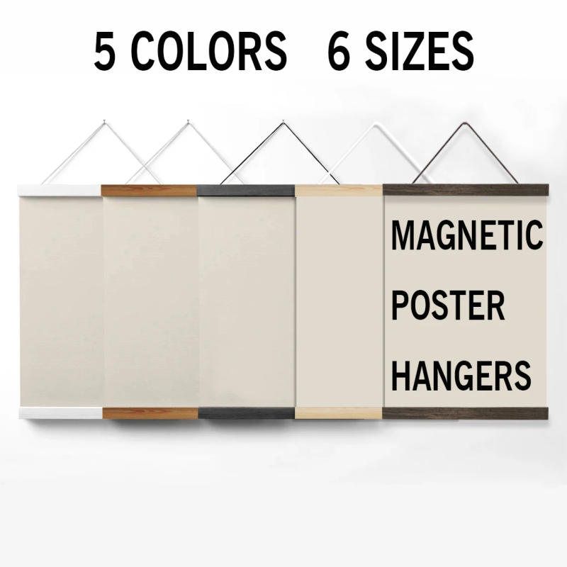 Description Picture 2 of item1PC Magnetic Wooden Poster Hanger Frames 5Colors Photos Wall Art Canvas Print Painting Teak Pine Wood Living Room Home Decor