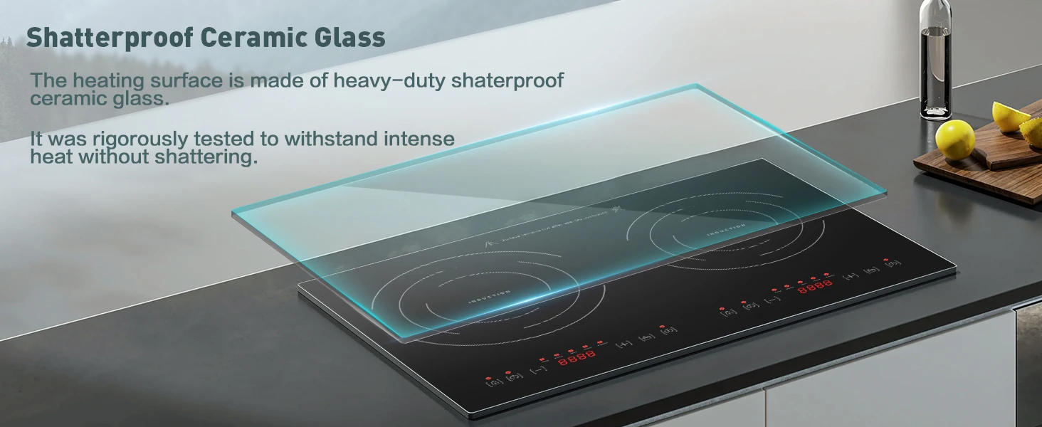 Description Picture 6 of itemHorizontal Electric Stove, Built-In Induction Cooker, 1800W Sensor Touch Electric Cooktop, 18 Power Levels, Timer, Safety Lock,