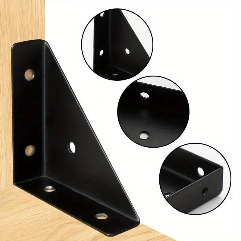 Description Picture 2 of item8 heavy-duty steel angle brackets: 90 ° right angle support, durable furniture reinforcement bracket