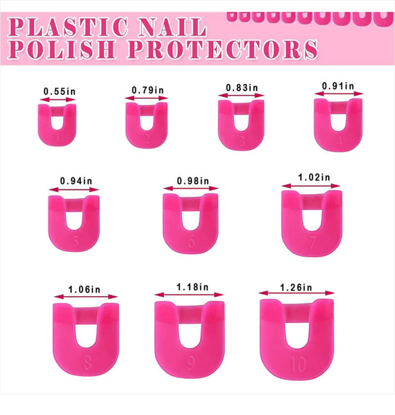 Description Picture 2 of item26 Pieces U-Shape Nail Polish Protectors Curve Shape Finger Cover Manicure Tool Professional Template Clips Guide Nail Art Tool