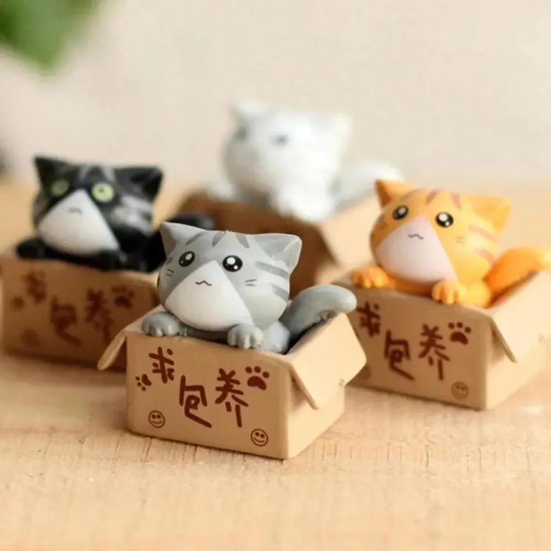 Description Picture 2 of item4pcs Mini Cat Ornament Garden Kitten Statue Gift For Kids Children Baby Room Cute Kawaii Toy Miniature Figurines Home Decoration