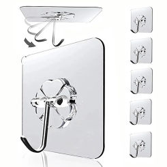 Wall Hooks for Hanging Heavy Duty Self Adhesive Hooks Transparent Seamless Hooks Keys Bathroom Shower Outdoor Kitchen Door Home