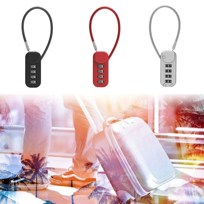 Description Picture 2 of itemPortable Zinc alloy 4 Digit Password Lock Wire Rope Anti-theft Backpack Zipper Lock Padlock Dormitory Cabinet Lock Travel