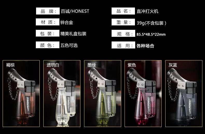 Description Picture 3 of itemHONEST Transparent Windproof Jet Blue Flame Small Welding Gun Butane Gas Torch Lighter Outdoor Compact Portable Cigar Lighters
