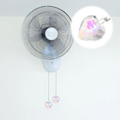 2 Pcs Heart Fan Pendant Lamp Decoration Door Crystal Hanging Pendants Sector Window The Chain Light Ornaments