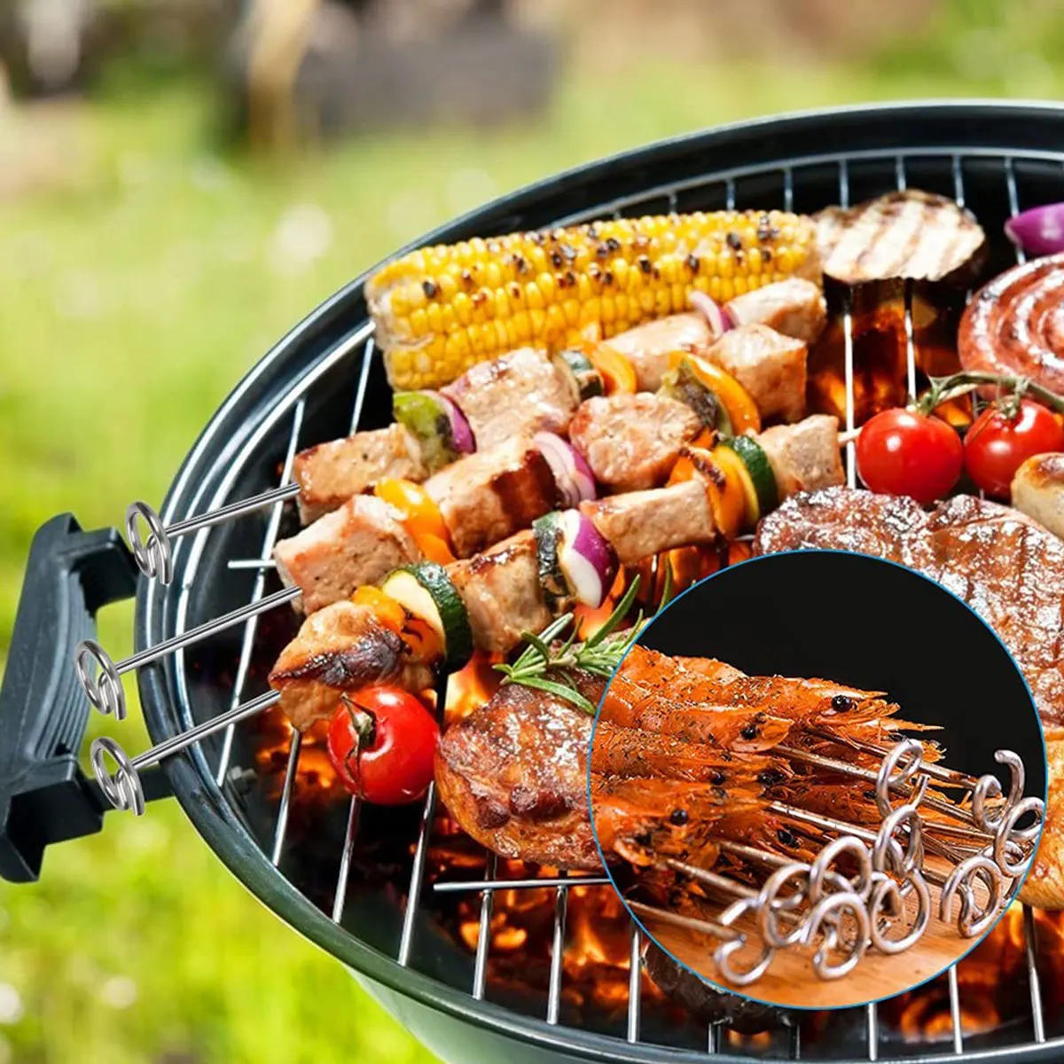 Description Picture 6 of itemAir Fryer Skewer Rack Stainless Steel Kebab Skewer Stand Air Fryer Accessories Kitchen Cooking BBQ Grill for Ninja Airfryer