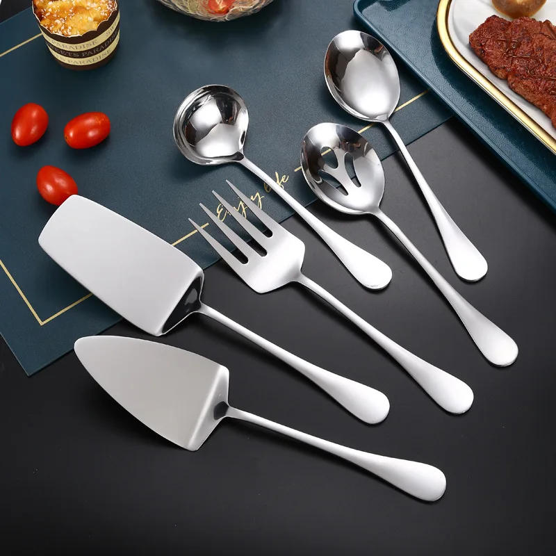 Description Picture 4 of itemStainless Steel Gold Korean Serving Spoon Tableware Soup Ladle Colander Fork Shovel Restaurant Public Cutlery Kitchen Utensil