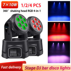 New DJ Disco Lights 540° Moving Head Stage Light 1/2/4PC 7*10W DMX512 Sound Control Wedding Stage Performance Party Ambient Lamp