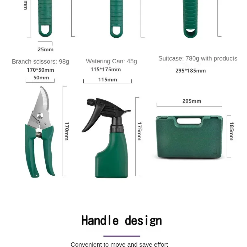 Description Picture 6 of item5/10pcs Garden Tool Set Gardening Tools Gift Kit Non-Slip Handle with Anti-Rust Trowel Cultivator Pruning Shear Water Sprayer