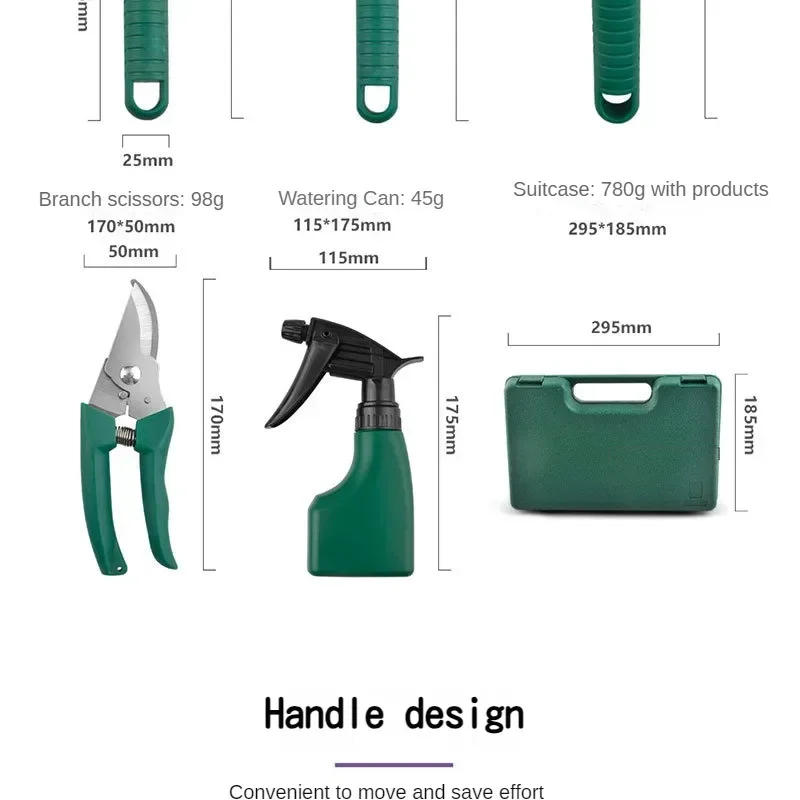 Description Picture 6 of item5/10pcs Garden Tool Set Gardening Tools Gift Kit Non-Slip Handle with Anti-Rust Trowel Cultivator Pruning Shear Water Sprayer