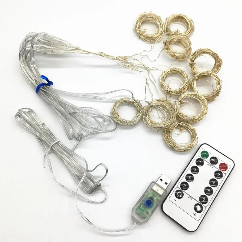 Description Picture 6 of itemLED Curtain String Lights USB Christmas Garland Decor Fairy Light 8 Modes Remote Control Wedding Party Xmas Decoration for Home