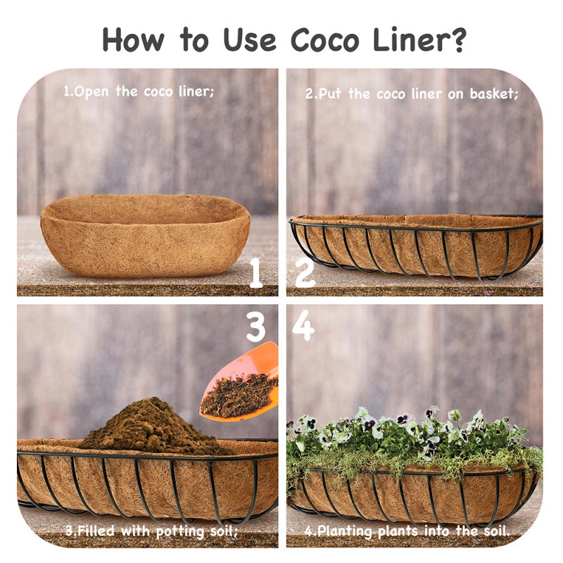 Description Picture 4 of itemTrough Coco Fiber Replacement Liner for Window Box Hanging  Planter Coconut Coir  Garden Vegetables Pot Fence Flower Baskets