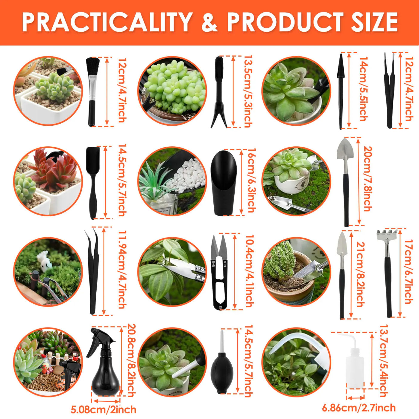 Description Picture 6 of item13/16Pcs Garden Succulent Plants Tools Mini Planter Kit with Repotting Mat for Indoor Bonsai Miniature Transplant Seedling Tool