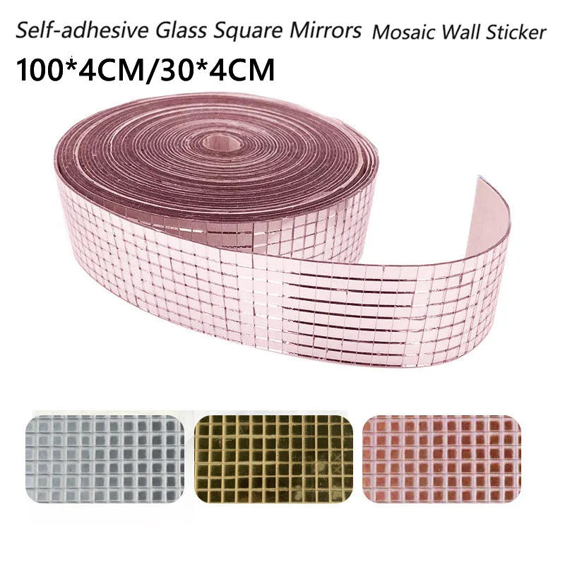 Description Picture 3 of itemNew Self-Adhesive Real Glass Craft Mini Square Mirrors Mosaic Tiles Stickers Bathroom DIY Handmade Craft Home Decoration Making